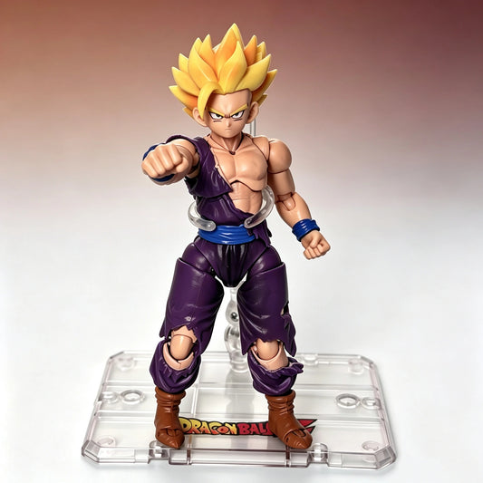 Action figure of a character from Dragon Ball Z on a clear base with a gradient background Bandai S.H.Figuarts Dragon Ball Z: Super Saiyan Gohan Authentic Premium Action Figure