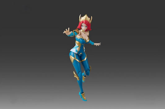 Action figure of a character in a blue and gold costume on a gradient background DC Comics Mera (DC-04) 1/10 Scale Mecha-Girl Model Kit by MS General