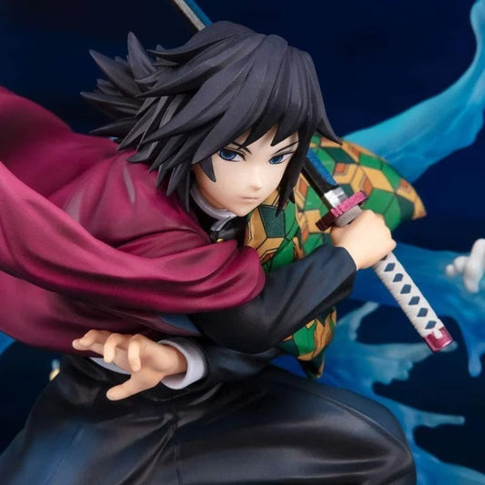 Anime character with a sword against a blue background Demon Slayer: Kimetsu no Yaiba Giyu Tomioka Authentic 17cm PVC Figure – Water Breathing Eleventh Form Dead Calm Special Edition