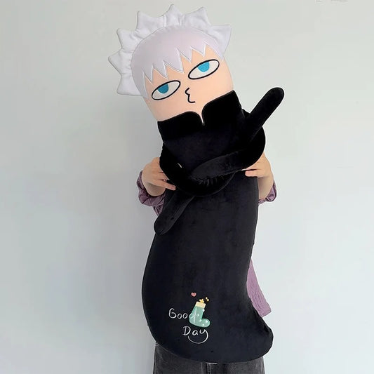 Plush toy with a character wearing a black outfit and white headband on a plain background Jujutsu Kaisen Cute Derpy 100cm Huggable Memory Foam Body Pillow – Gojo Satoru, Geto Suguru & Itadori Yuuji Ultra-Soft Ergonomic Cuddle Companion Series