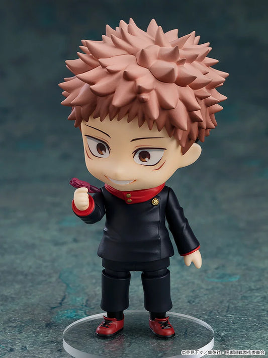 Action figure with spiky hair on a gray background Jujutsu Kaisen Nendoroid No. 1479 Megumi Fushiguro Authentic 10cm Chibi Action Figure – Ten Shadows Technique Edition