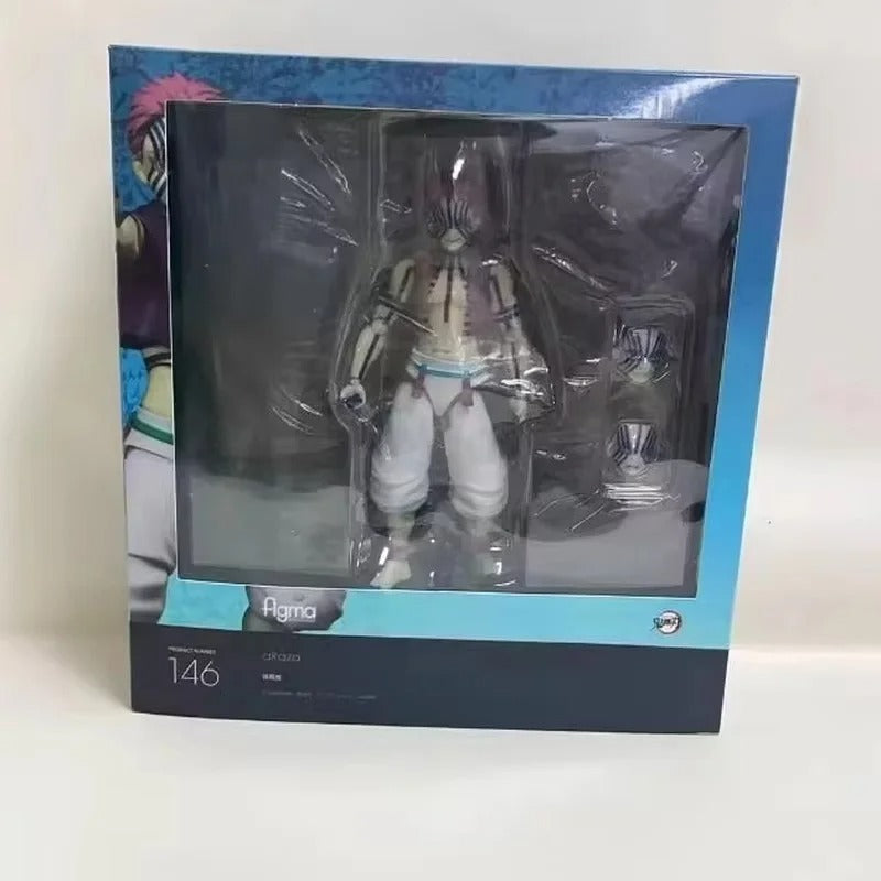 Action figure in packaging with visible branding on a white background Max Factory figma Demon Slayer: Kimetsu no Yaiba: Akaza Authentic Premium Articulated Action Figure – Upper Rank Three box