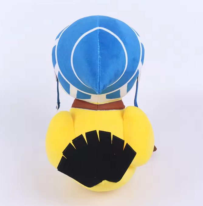 Plush toy with a blue hat and yellow body on a white background One Piece: Karoo Authentic 30cm Premium Plush