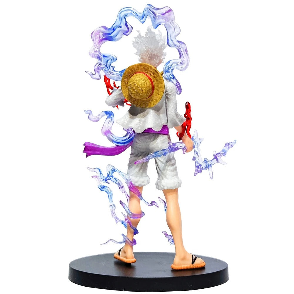 Figurine of a character with a straw hat and sword on a white background One Piece: Monkey D. Luffy Gear 5 (Sun God Nika Ver.) Premium Dynamic FX Action Statue