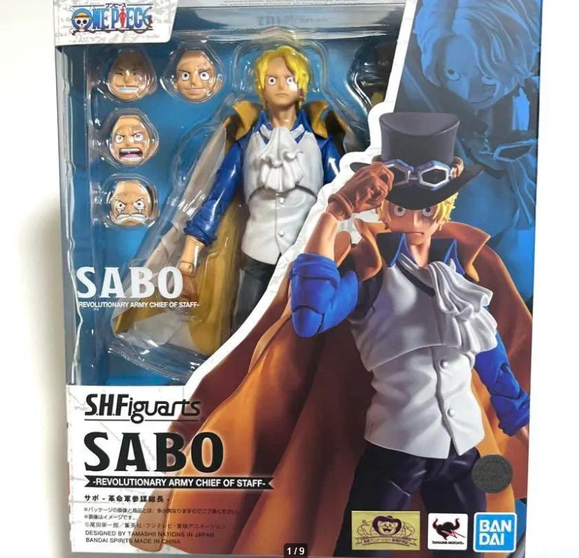 SHFiguarts Sabo action figure packaging with character illustration One Piece: Sabo (Revolutionary Army Chief of Staff Ver.) Authentic S.H. Figuarts Fully Articulated Action Figure by Bandai Spirits