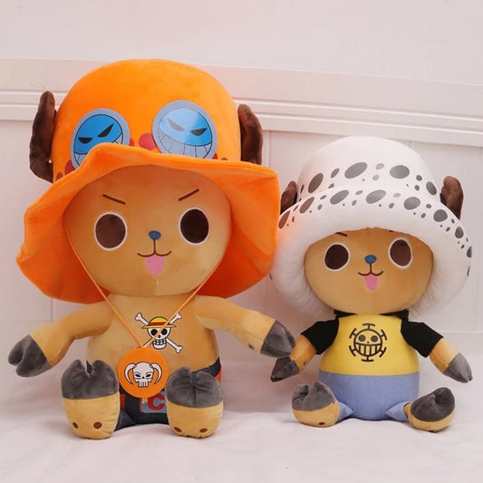 Two plush toys with unique designs on a white background One Piece: Tony Tony Chopper Luxury Character Plush
