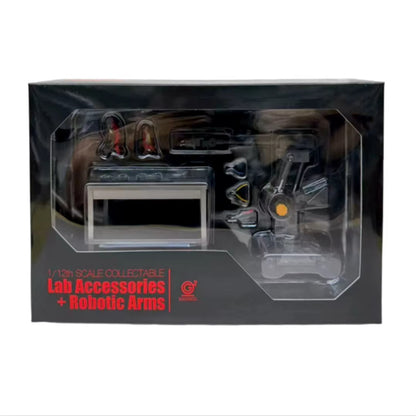Packaged lab accessories and robotic arms set on a black background 2GOODCO 1/12 Scale High-Tech Lab Robotic Arms Mechanical Workshop Upgrade Set