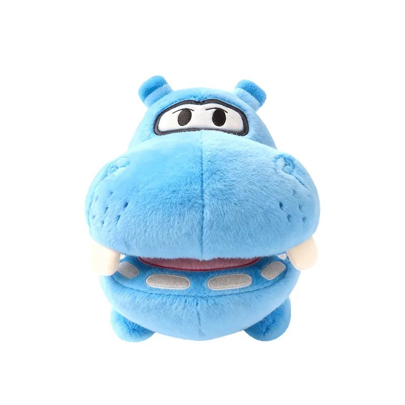 A blue hippo plush toy with large cartoon eyes, small white tusks, and a red collar, centered on a plain white background. Official Toy Story & Playroom Friends Premium Cotton Plush Collection by Titantoons