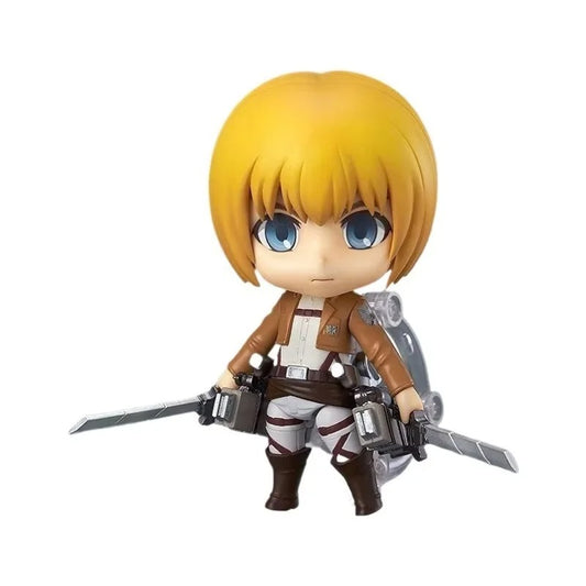 Action figure with blonde hair and blue eyes on a white background Attack on Titan: Armin Arlert (Q-Clay Series) Fully Articulated Action Figure with Interchangeable Faceplates