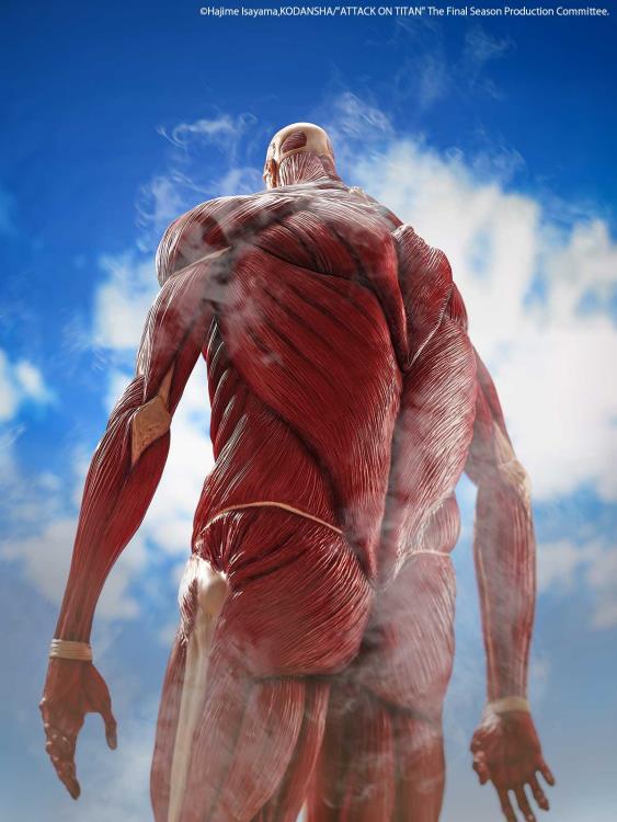 Muscular figure against a blue sky with clouds Attack on Titan: Bertholdt Hoover - The Colossal Titan Mega Sofvi Advance MS021 Premium Vinyl Figure by Kaiyodo