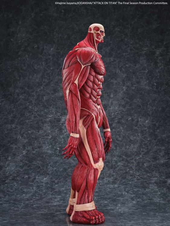 Muscular figure with visible筋肉 on a dark background Attack on Titan: Bertholdt Hoover - The Colossal Titan Mega Sofvi Advance MS021 Premium Vinyl Figure by Kaiyodo