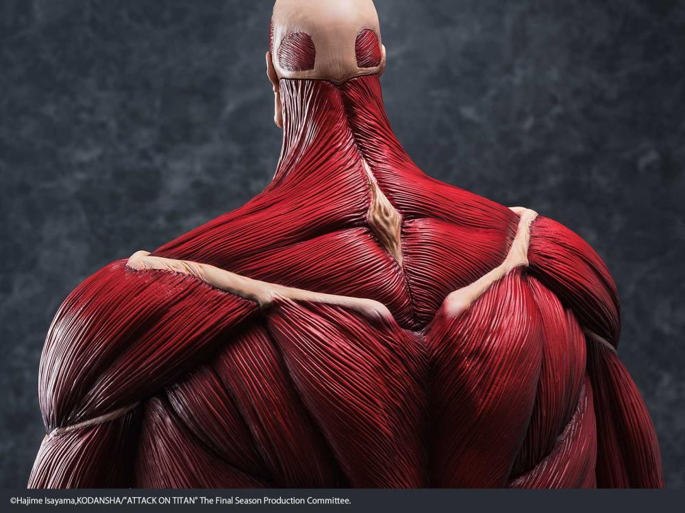 Detailed view of human muscles with a dark background Attack on Titan: Bertholdt Hoover - The Colossal Titan Mega Sofvi Advance MS021 Premium Vinyl Figure by Kaiyodo
