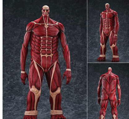 Anatomical model of a human body with visible muscles on a dark background Attack on Titan: Bertholdt Hoover - The Colossal Titan Mega Sofvi Advance MS021 Premium Vinyl Figure by Kaiyodo