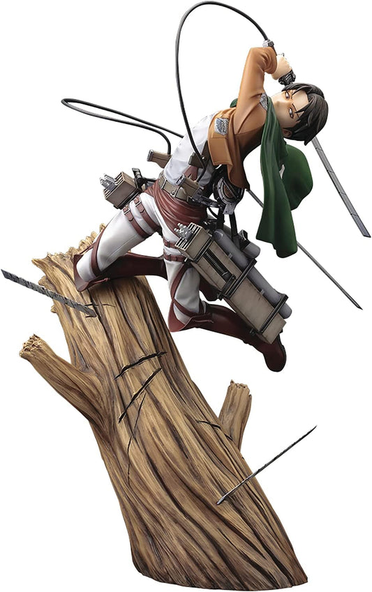 Action figure of a character from an anime or manga on a white background Attack on Titan: Captain Levi Ackerman (ArtFX J Renewal Package Ver.) 1/8 Scale Premium Statue by Kotobukiya