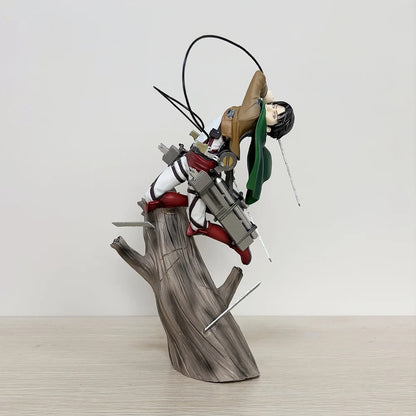 Figurine of a character on a wooden base against a plain background Attack on Titan: Captain Levi Ackerman (ArtFX J Renewal Package Ver.) 1/8 Scale Premium Statue by Kotobukiya