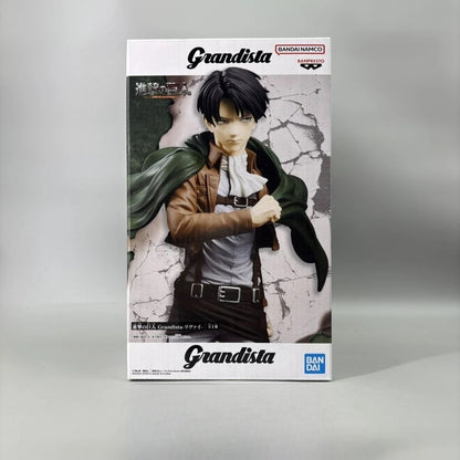 Boxed figure of a character from 'Grandista' on a gray background Attack on Titan: Captain Levi Ackerman (Grandista Line) 27cm Authentic Premium Banpresto Prize Figure