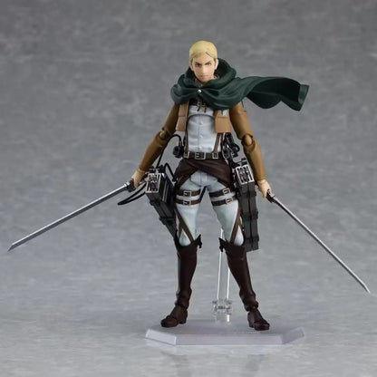 Action figure with swords on a gray background Attack on Titan: Commander Erwin Smith (Figma No.446) Highly Poseable Premium Action Figure by Max Factory