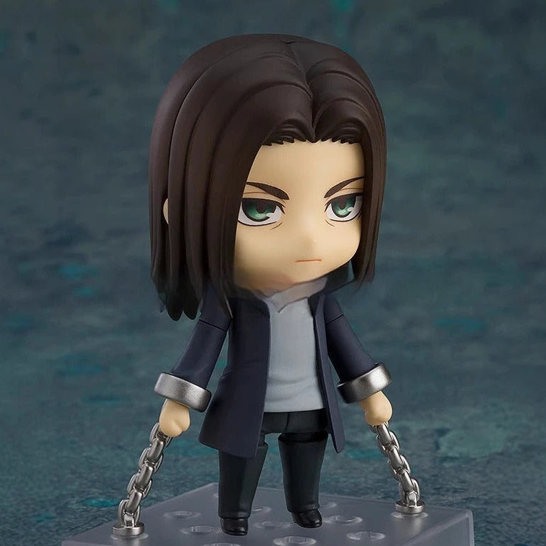 Action figure with chains on a dark background Attack on Titan: Eren Jaeger (The Final Season - Nendoroid No.2000) Authentic Fully Articulated Chibi Figure by Good Smile Company