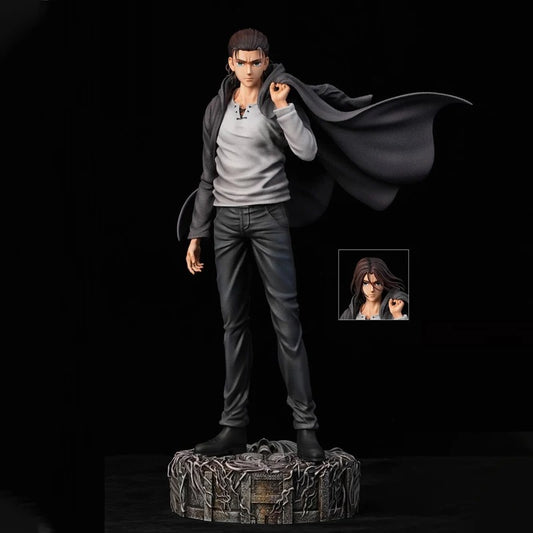 Statue of a character with a cape on a dark background Attack on Titan: Eren Jaeger (The Jaegerist Leader / Final Season) 30cm Premium Scale Figure Statue by Herz Studio