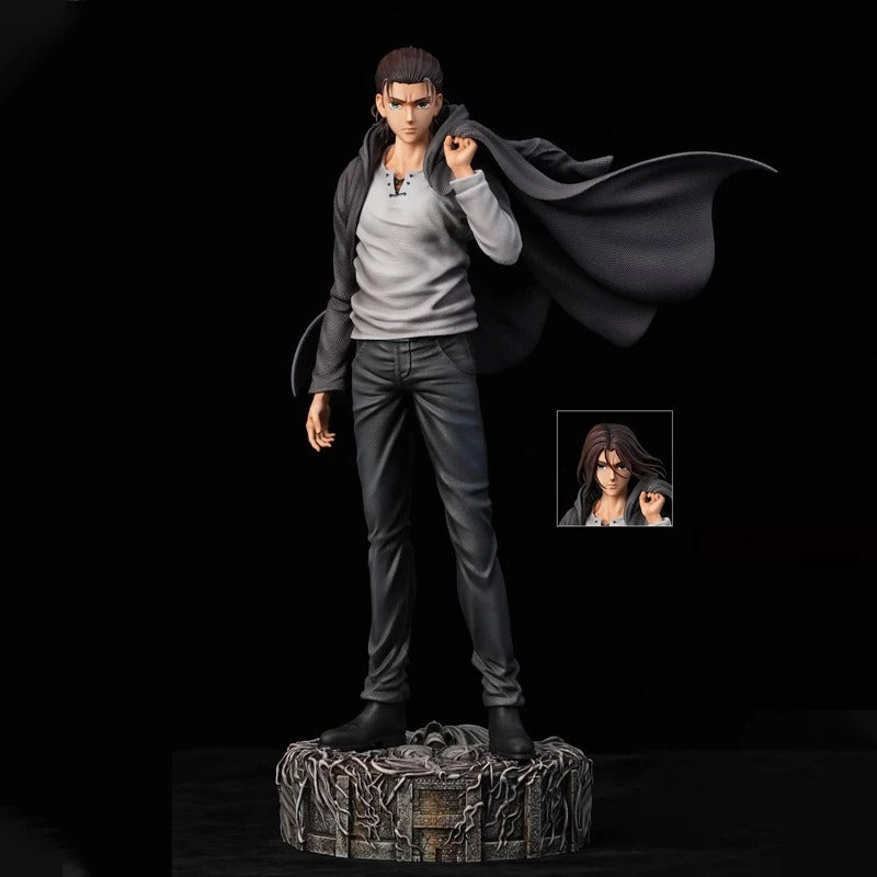 Statue of a character with a cape on a dark background Attack on Titan: Eren Jaeger (The Jaegerist Leader / Final Season) 30cm Premium Scale Figure Statue by Herz Studio