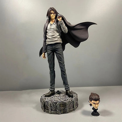 Statue of a character with a cape on a gray background Attack on Titan: Eren Jaeger (The Jaegerist Leader / Final Season) 30cm Premium Scale Figure Statue by Herz Studio