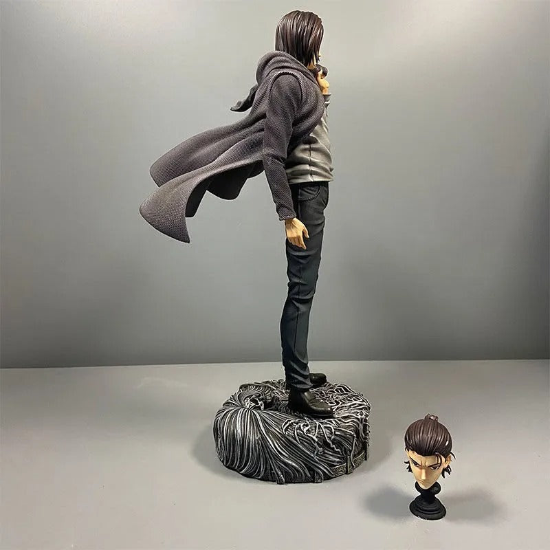 Action figure with a headpiece on a gray background Attack on Titan: Eren Jaeger (The Jaegerist Leader / Final Season) 30cm Premium Scale Figure Statue by Herz Studio