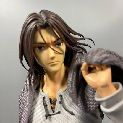 Action figure with long brown hair and a gray hoodie against a plain background Attack on Titan: Eren Jaeger (The Jaegerist Leader / Final Season) 30cm Premium Scale Figure Statue by Herz Studio