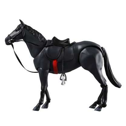 Black horse figurine with a red strap and saddle on a white background Attack on Titan / Figma Vehicles: Horse (Version 2.0) Figma No.490 Premium Action Toy Figure (White, Black & Complete Set Options)