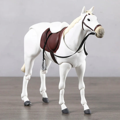White horse figurine with a brown saddle on a wooden floor Attack on Titan / Figma Vehicles: Horse (Version 2.0) Figma No.490 Premium Action Toy Figure (White, Black & Complete Set Options)