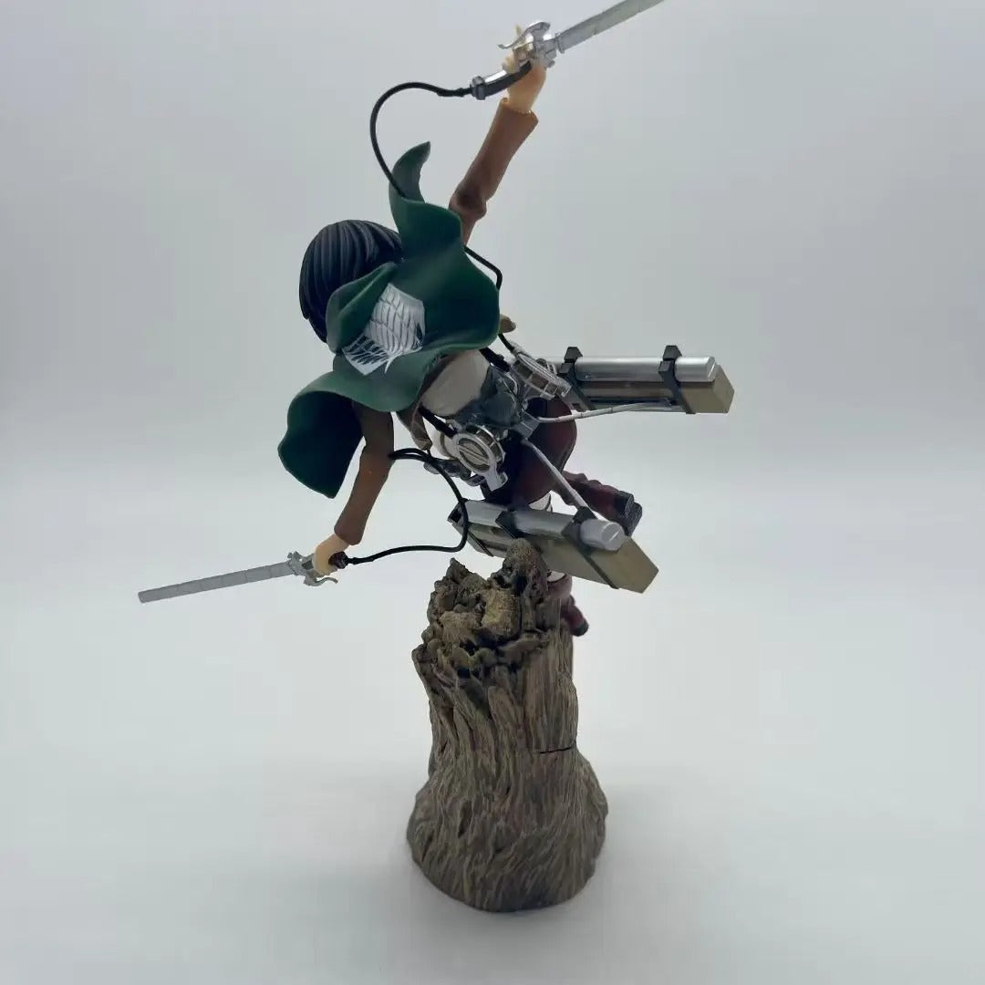 Action figure on a tree stump with a white background Attack on Titan: Mikasa Ackerman (ArtFX J Renewal Package Ver.) 1/8 Scale Premium Statue by Kotobukiya