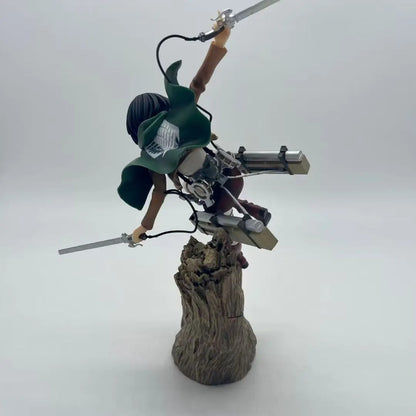 Action figure on a tree stump with a white background Attack on Titan: Mikasa Ackerman (ArtFX J Renewal Package Ver.) 1/8 Scale Premium Statue by Kotobukiya