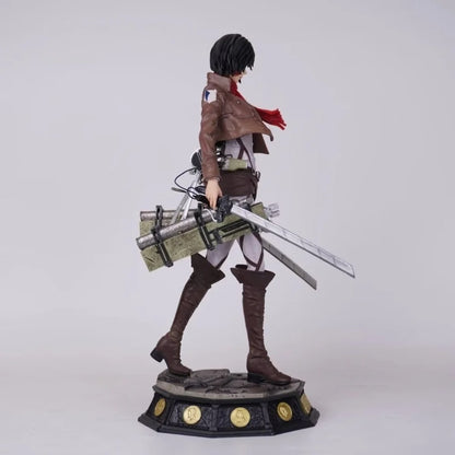 Statue of a character with a sword on a white background Attack on Titan: Mikasa Ackerman (Battle Damaged / Scout Uniform) Premium Scale Figure Statue by SanSan Studio