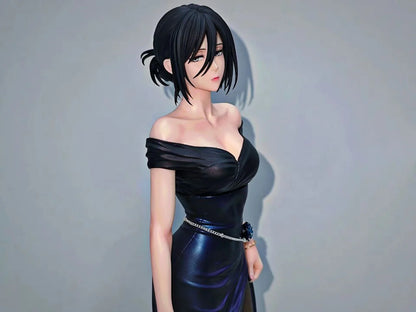 Figurine of a woman in a black dress against a gray background Attack on Titan: Mikasa Ackerman (Midnight Banquet Series No.1) 1/6 Scale Premium Polyresin Statue by Model Power Studio 