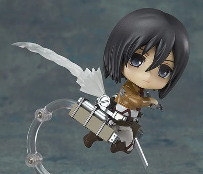 Anime character figurine with a bow and arrow on a dark background Attack on Titan: Mikasa Ackerman (Nendoroid No.365) Authentic Fully Articulated Premium Chibi Figure by Good Smile Company