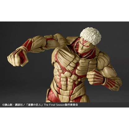 Action figure with red and beige design on a dark background Attack on Titan: Reiner Braun - The Armored Titan Amazing Yamaguchi No.042 Revoltech Action Figure by Kaiyodo