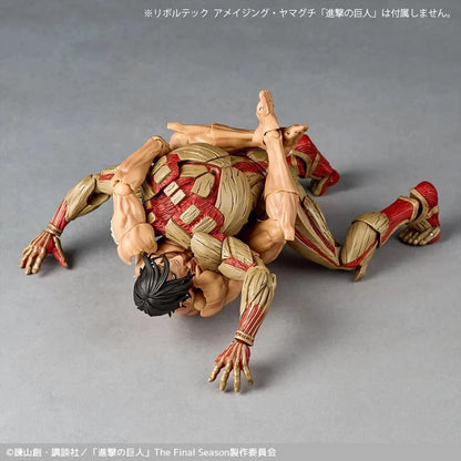 Action figure of a character in a dynamic pose on a gray background Attack on Titan: Reiner Braun - The Armored Titan Amazing Yamaguchi No.042 Revoltech Action Figure by Kaiyodo