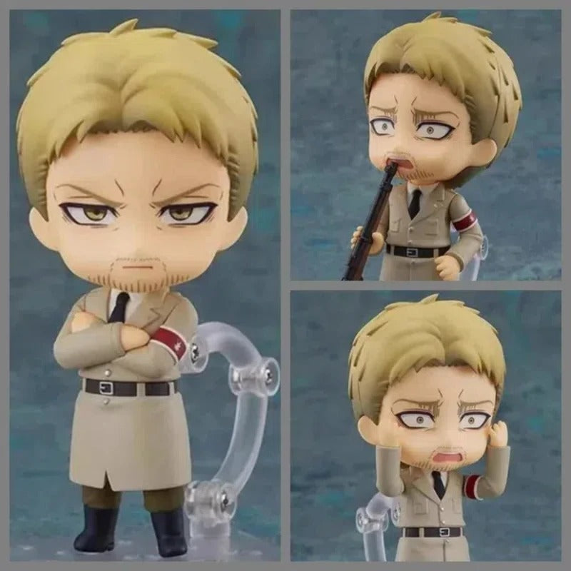 Nendoroid figurine with multiple poses on a blue background Attack on Titan: Reiner Braun (Nendoroid No.1893) Authentic Fully Articulated Premium Chibi Figure by Good Smile Company
