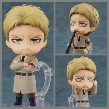 Nendoroid figurine with multiple poses on a blue background Attack on Titan: Reiner Braun (Nendoroid No.1893) Authentic Fully Articulated Premium Chibi Figure by Good Smile Company