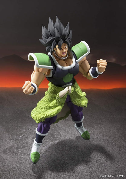 Action figure of a character in a dynamic pose with a dark background Bandai S.H.Figuarts Dragon Ball Super: Broly -Super- Authentic Premium Action Figure