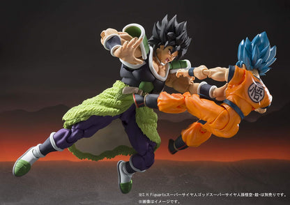 Two action figures in a dynamic pose against a dark background Bandai S.H.Figuarts Dragon Ball Super: Broly -Super- Authentic Premium Action Figure