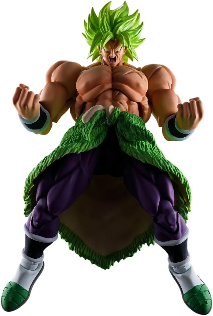 Action figure of a character with green hair and purple outfit on a white background Bandai S.H.Figuarts Dragon Ball Super: Broly Authentic 19cm Premium Action Figure – Super Saiyan Full Power Ultimate Reissue Edition