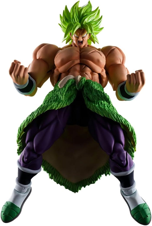 Action figure of a character with green hair and purple outfit on a white background Bandai S.H.Figuarts Dragon Ball Super: Broly Authentic 19cm Premium Action Figure – Super Saiyan Full Power Ultimate Reissue Edition