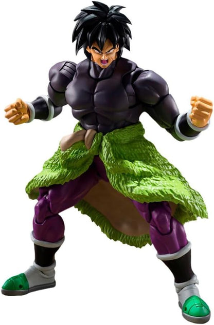 Action figure in a dynamic pose with a green and purple outfit on a white background Bandai S.H.Figuarts Dragon Ball Super: Super Hero Broly Authentic Premium Action Figure