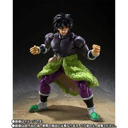 Action figure in a dynamic pose with a dark background Bandai S.H.Figuarts Dragon Ball Super: Super Hero Broly Authentic Premium Action Figure