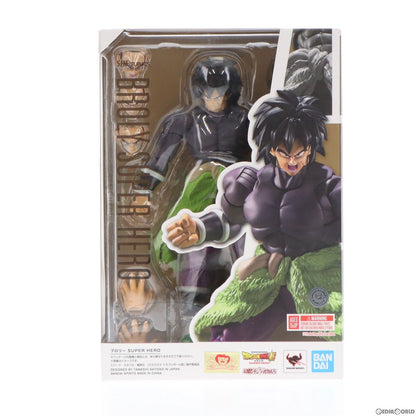 Action figure packaging with character design on a white background Bandai S.H.Figuarts Dragon Ball Super: Super Hero Broly Authentic Premium Action Figure
