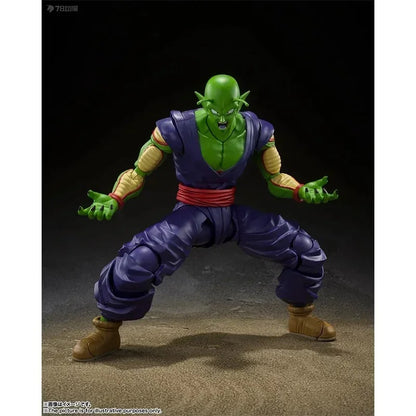 Action figure of a character in a dynamic pose on a dark background Bandai S.H.Figuarts Dragon Ball Super: Super Hero Piccolo Authentic Premium Action Figure