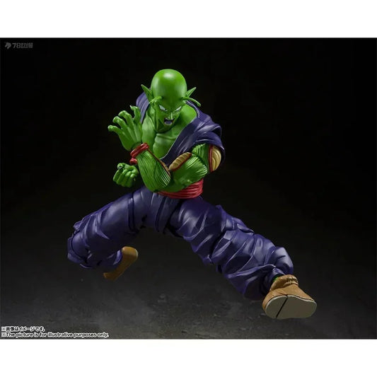 Action figure of a character in a dynamic pose on a dark background Bandai S.H.Figuarts Dragon Ball Super: Super Hero Piccolo Authentic Premium Action Figure