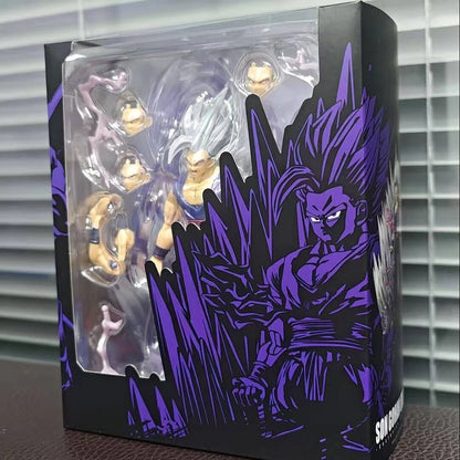 Action figure packaging with a character in a purple and black costume. Bandai S.H.Figuarts Dragon Ball Super: Super Hero Son Gohan Beast Authentic Premium Event Exclusive Action Figure 