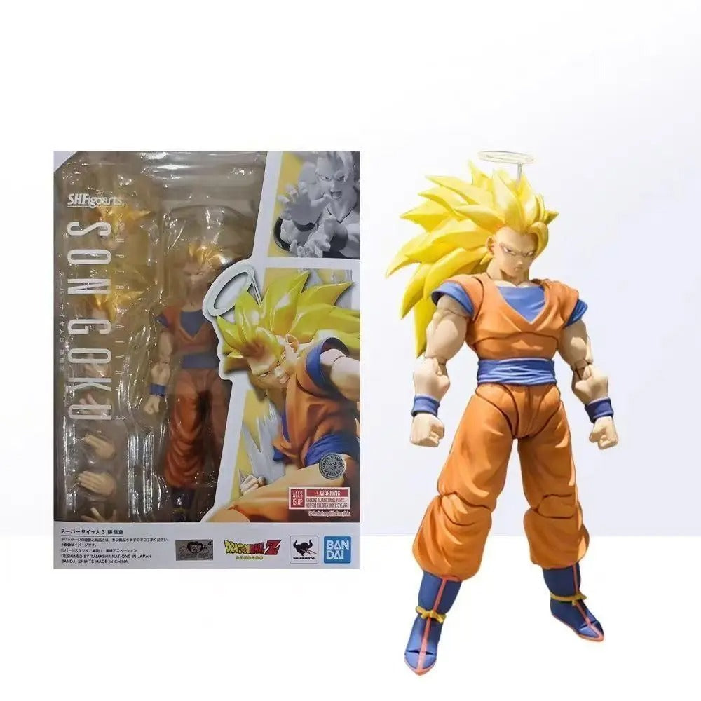 Super Saiyan 3 Son Goku action figure with packaging on a white background Bandai S.H.Figuarts Dragon Ball Z: Super Saiyan 3 Son Goku Authentic Premium 2.0 Generation Articulated Action Figure