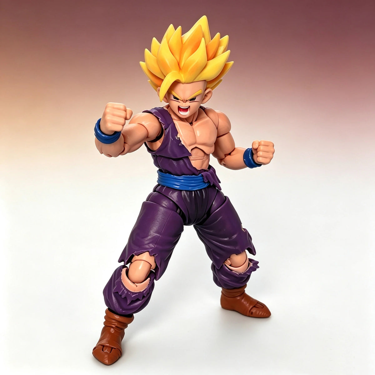 Action figure in a dynamic pose with a gradient background Bandai S.H.Figuarts Dragon Ball Z: Super Saiyan Gohan Authentic Premium Action Figure